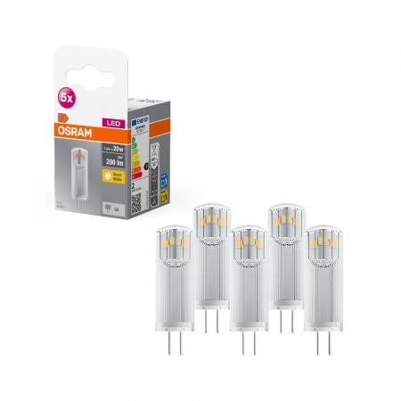 5er Pack Osram G4 LED PIN Stiftsockel Lampe 12V Niedervolt Warmweiss 2700K 1,8W wie 20W